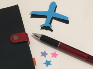 手帳と飛行機の付箋